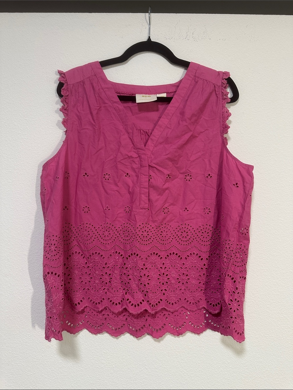Anthropologie Pink Eyelet Cotton Camisole